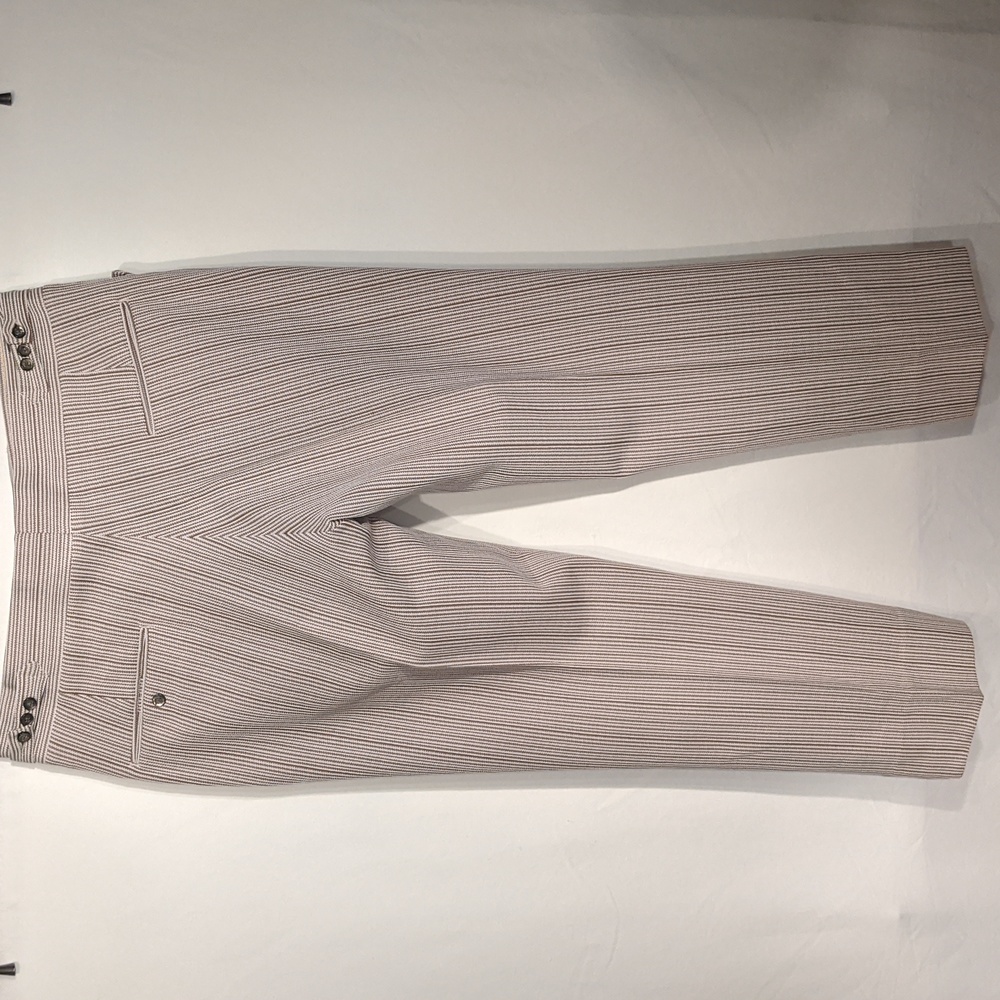 Vintage 60's brown and white pinstriped polyester pants - Picture 3 of 8
